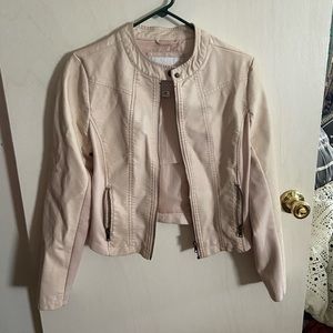 Pale Pink Faux Leather Jacket